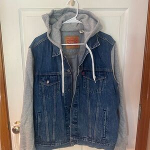 Levi's medium blue Denim Jacket with Gray Sleeves